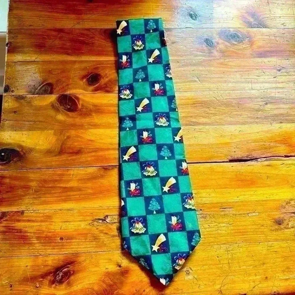 Men's Tie Christmas/Holiday Robert Talbott 100% Silk Bells, Trees Candles & Star - Picture 1 of 5